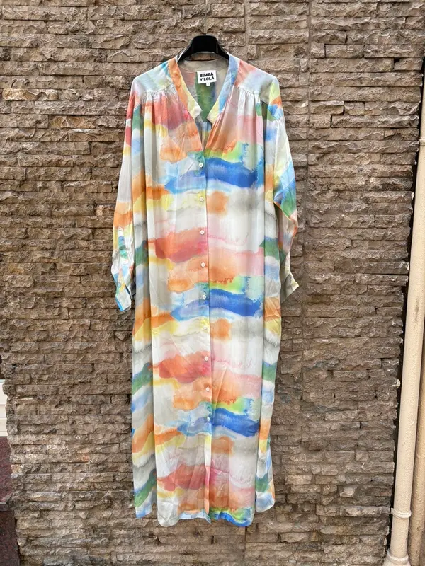 BIMBA Y LOLA. Vestido largo camisero multicolor