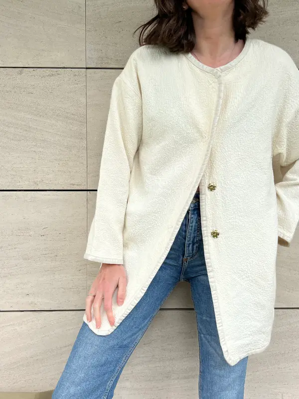 BLANCO. Chaqueta blanca textura T.m