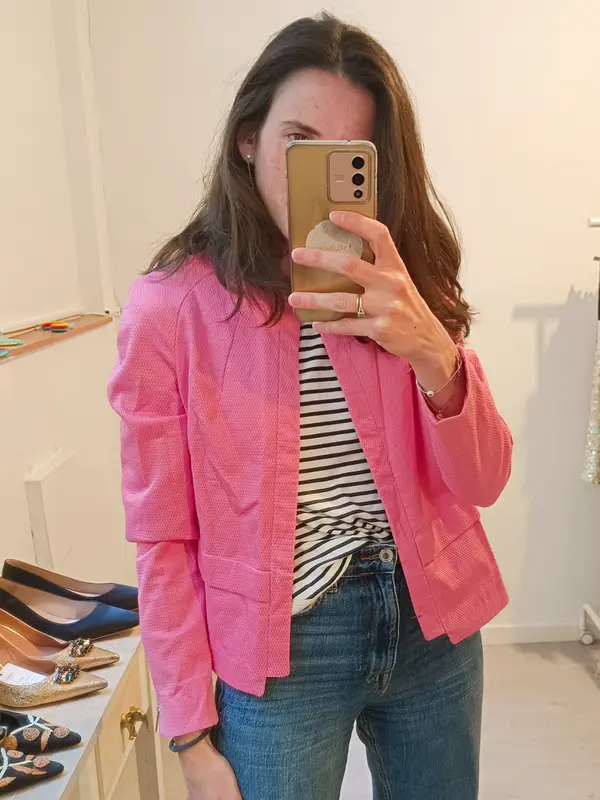 BLANCO. Chaqueta rosa textura. T M
