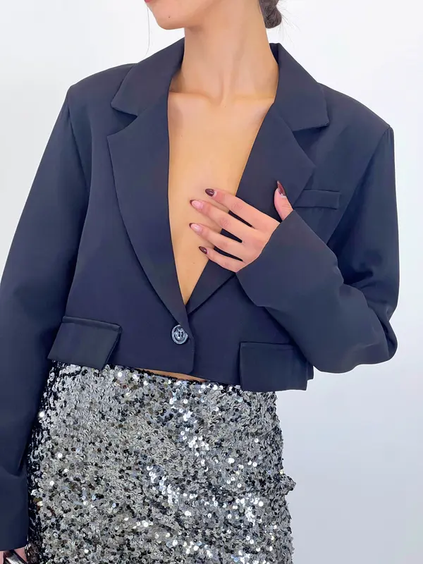 Blazer cropped solapas