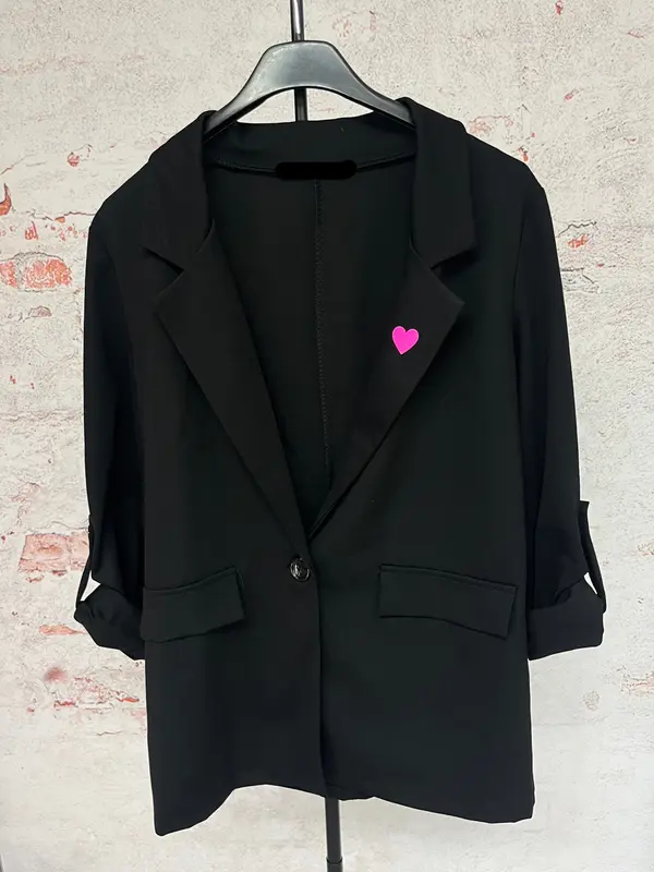 BLAZER Negra "heart pink"