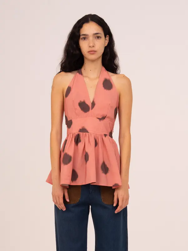 Bliss Pink Polka Dot Halter Top