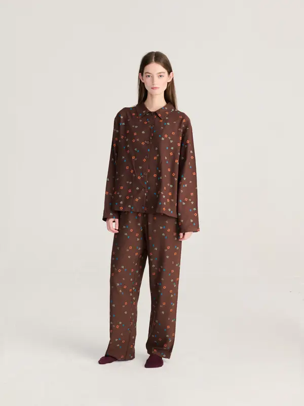 Blossom all over fluid flannel sleepwear set