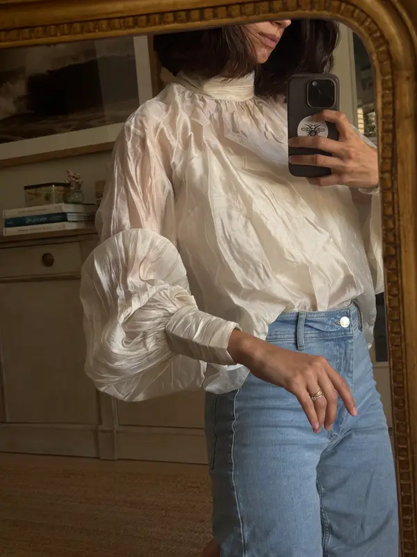 Blusa beige cuello perking Tu(s/m)