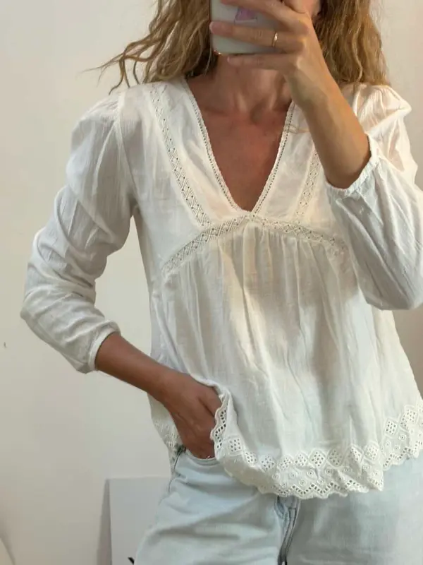 Blusa blanca detalles croché