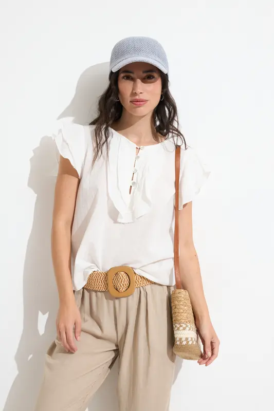 Blusa Blanca Volantes