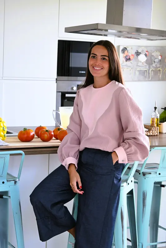 BLUSA CAROLA - TOPO Y ROSA - PREODER 16 SEPTIEMBRE