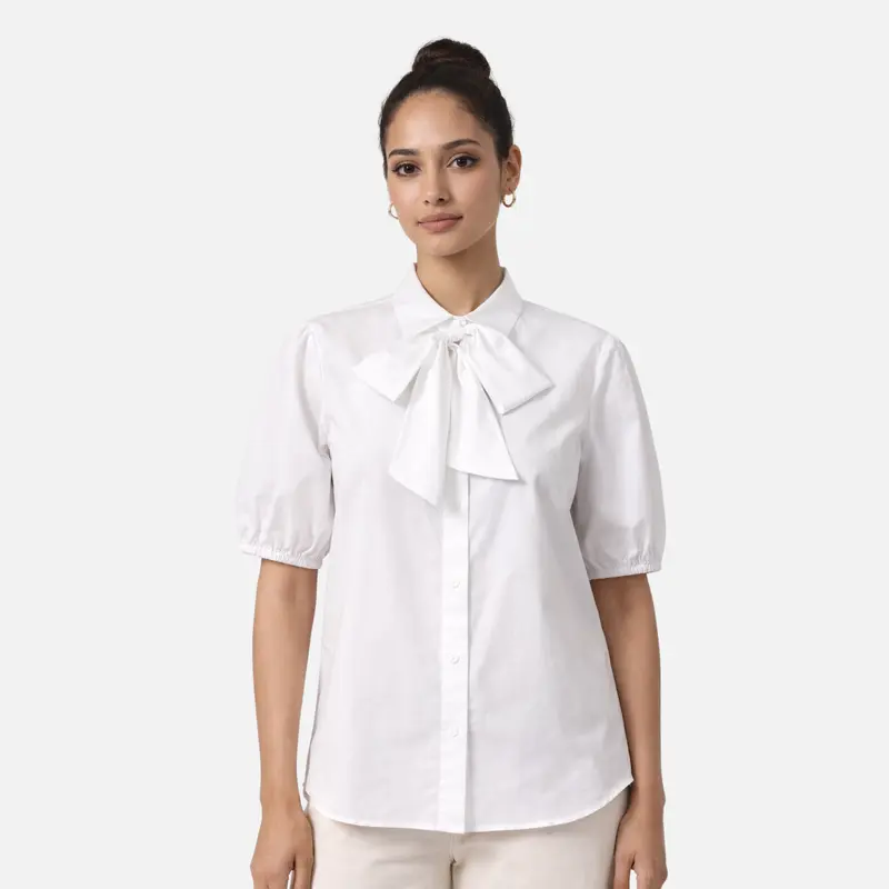 Blusa de manga corta con lazo - Freequent