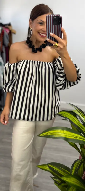Blusa de Rayas Negro