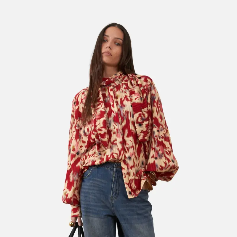 Blusa estampada con lazada - Orfeo