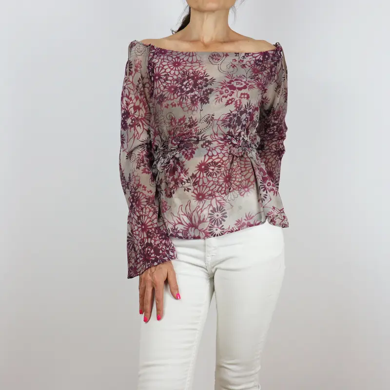 Blusa estampada fruncida en la cintura