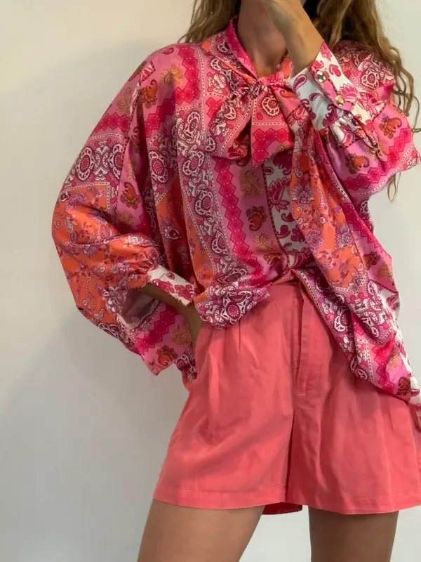 Blusa estampado fucsia fluida