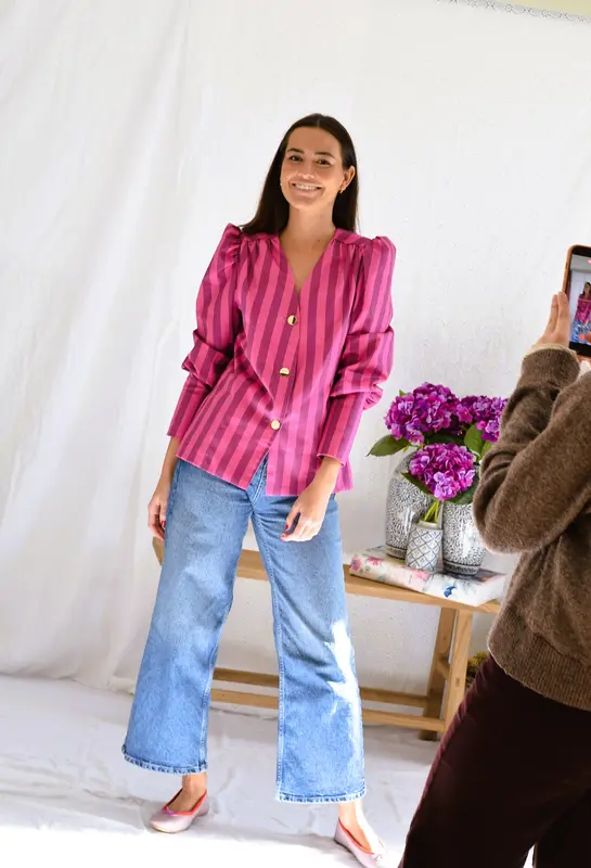 BLUSA FABIOLA - RAYAS ROSAS -