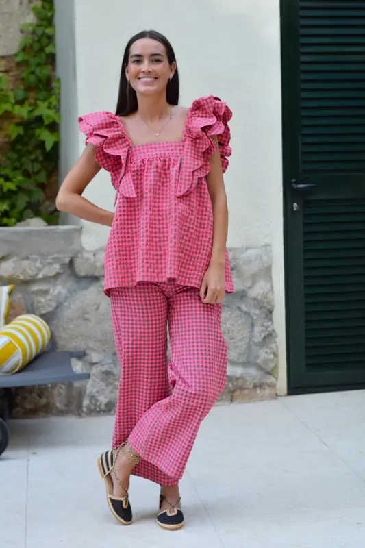 BLUSA INÉS - VICHY FUCSIA -