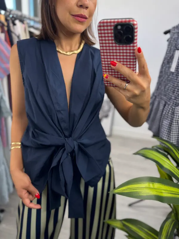 Blusa lazada azul marino