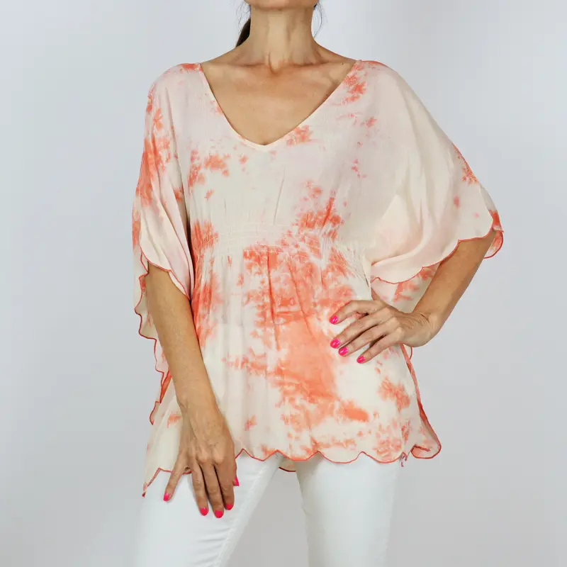 Blusa manga murciélago estampada naranja