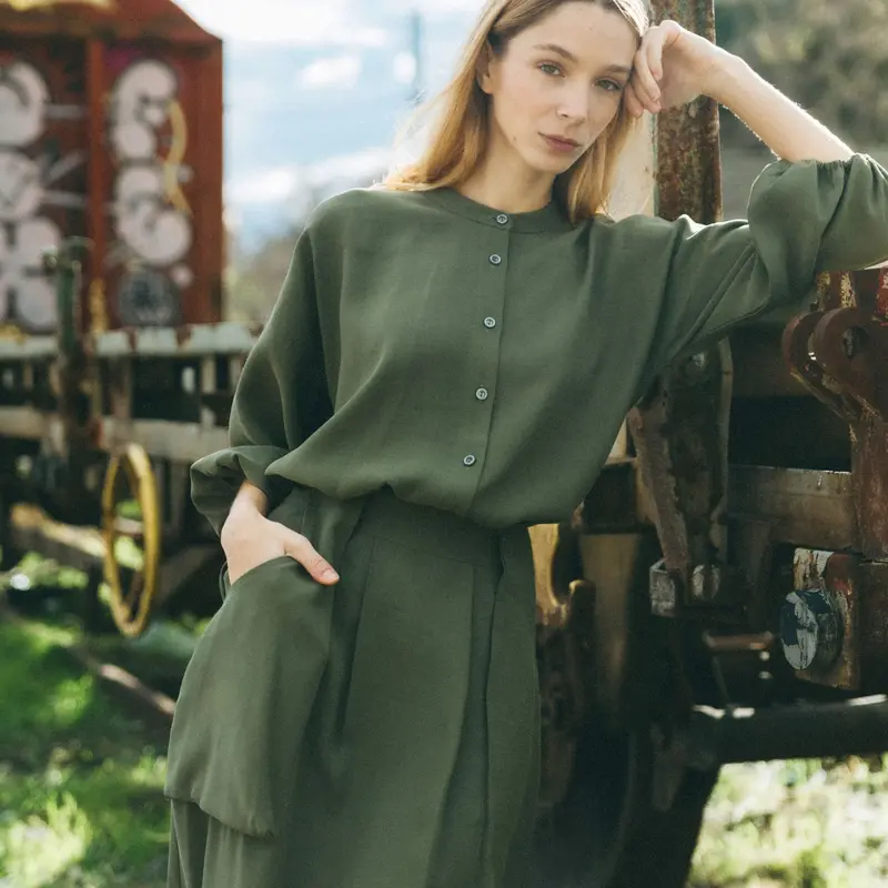 Blusa verde botones - PAN