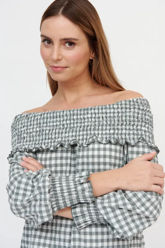 Blusa Vichy Gris
