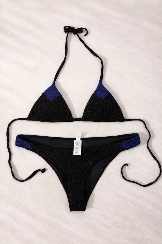 BO STAR SWIM. Bikini negro de brillantes