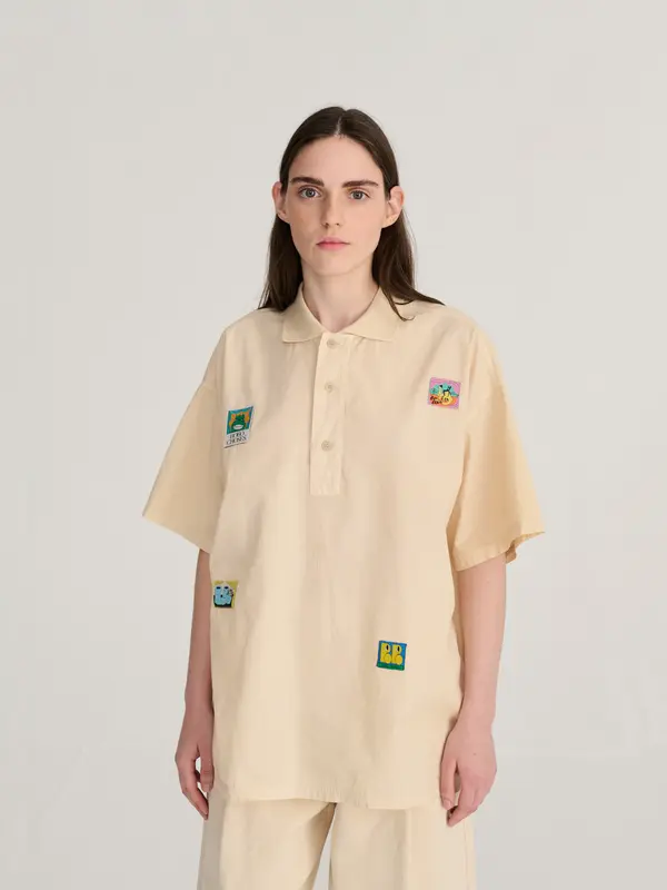 Bobo Labelled oversize poplin polo shirt