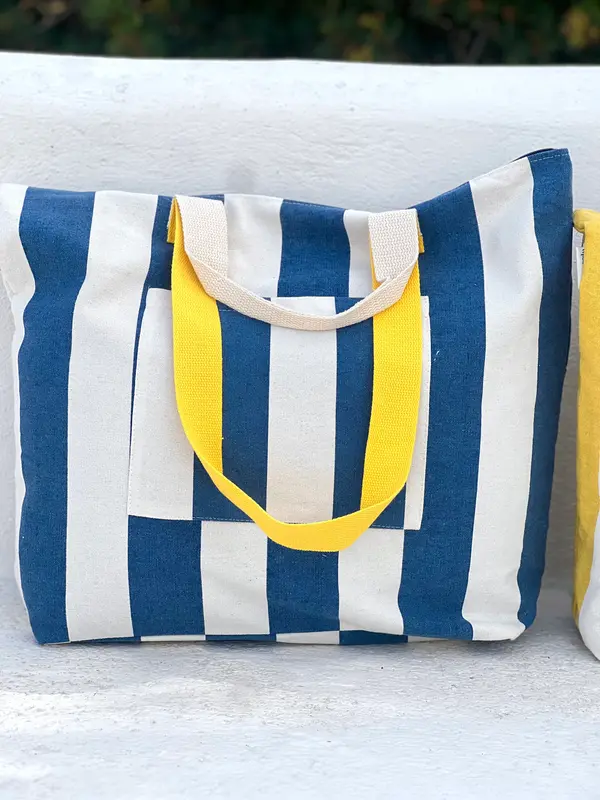 BOLSA CAROLA - RAYAS AZULES