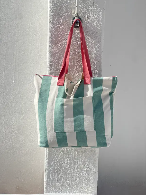 BOLSA CAROLA - RAYAS VERDE