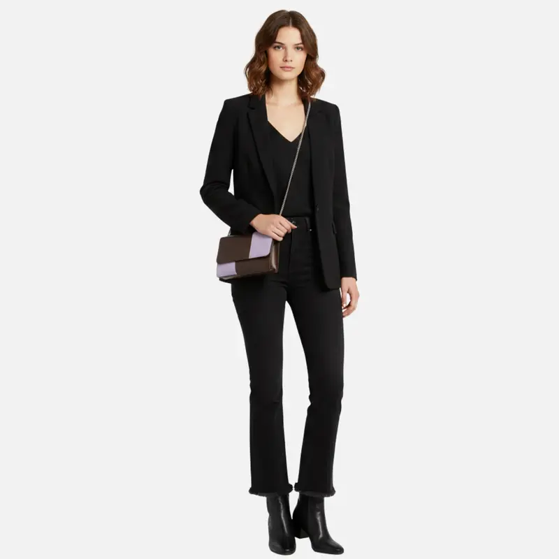 Bolso bicolor piel