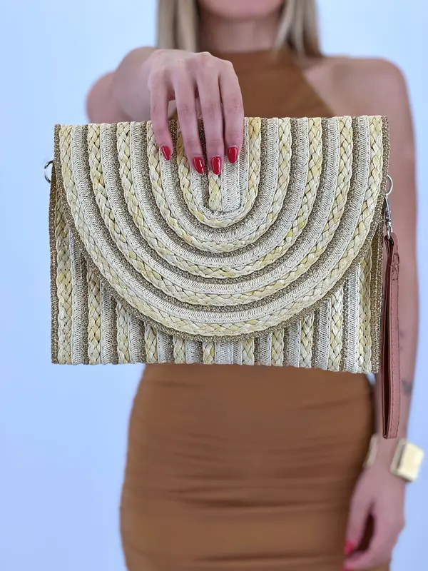 Bolso de mano líneas rafia