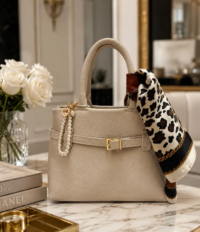 Bolso Elegance Beige 100% Piel