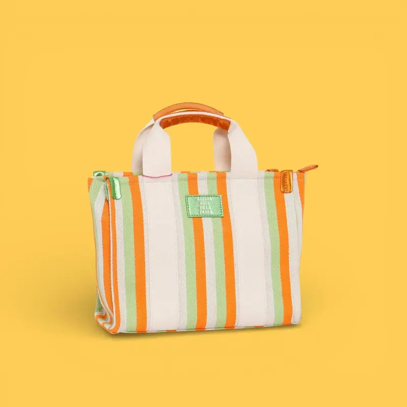 BOLSO LONA LINEAS NARANJA