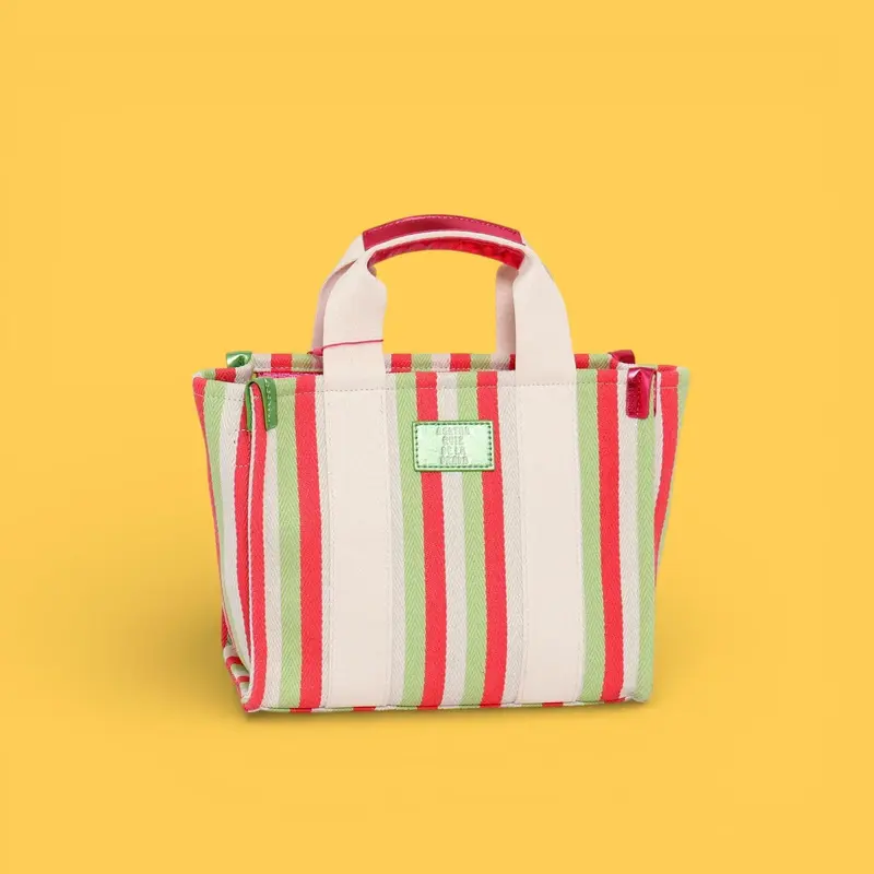 BOLSO LONA LINEAS ROSA