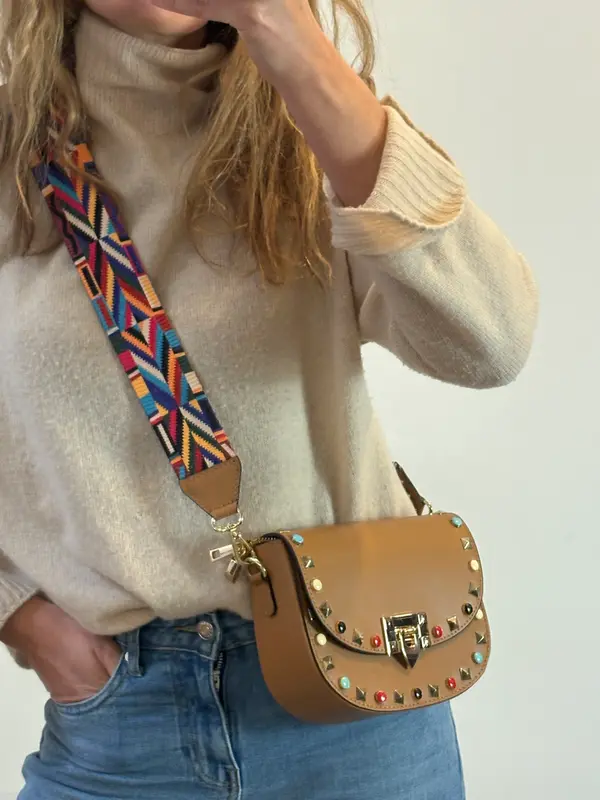 Bolso piel asa multicolor