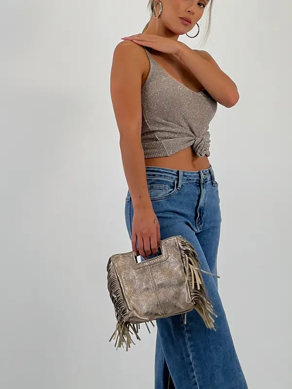Bolso piel flecos