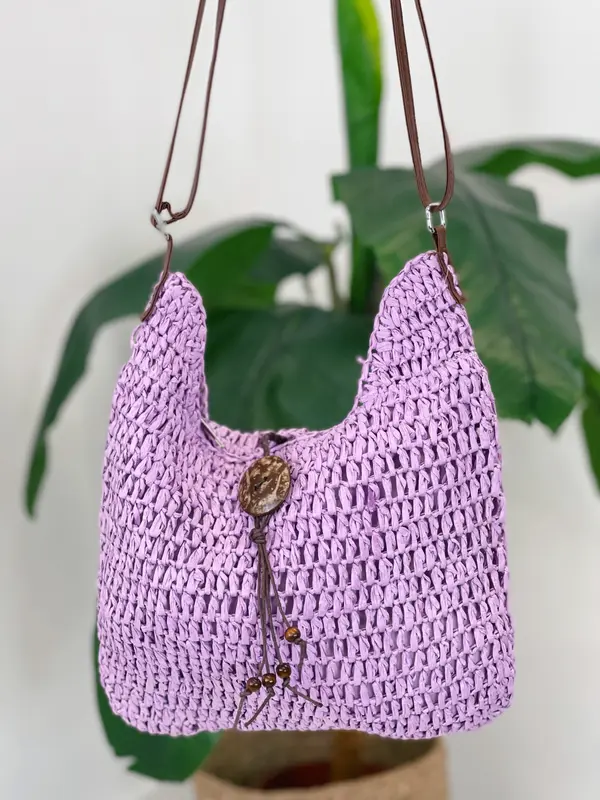 Bolso rafia botón