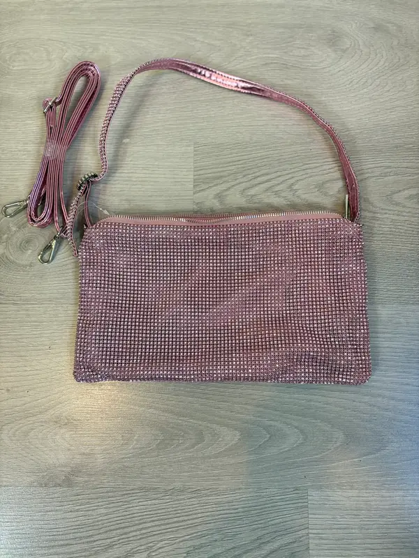 Bolso  rosa  textura asa corta