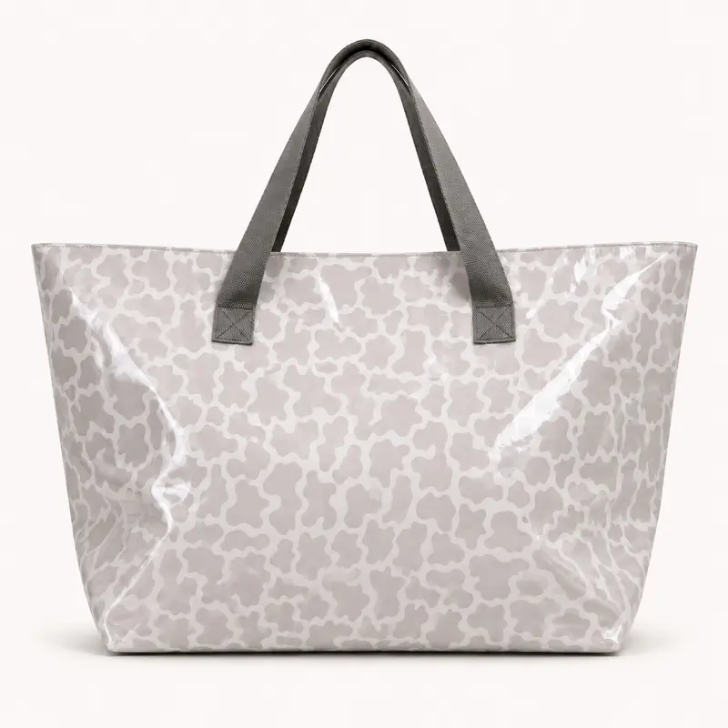 Bolso Shopper Plastificado Gris Perla Trapío