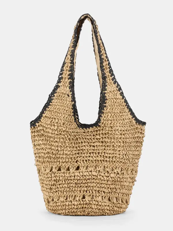 Bolso Tote de Rafia Trenzada con Croché