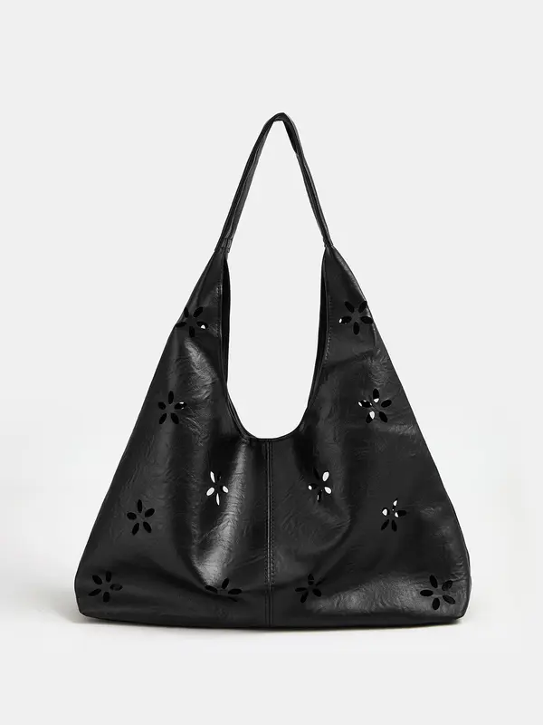 Bolso tote grande con calados florales