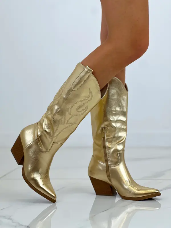 Bota cowboy metalizada