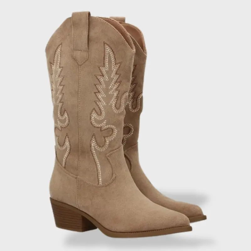 Botas Ortopédicas Cowboy Bordado Ante Mujer