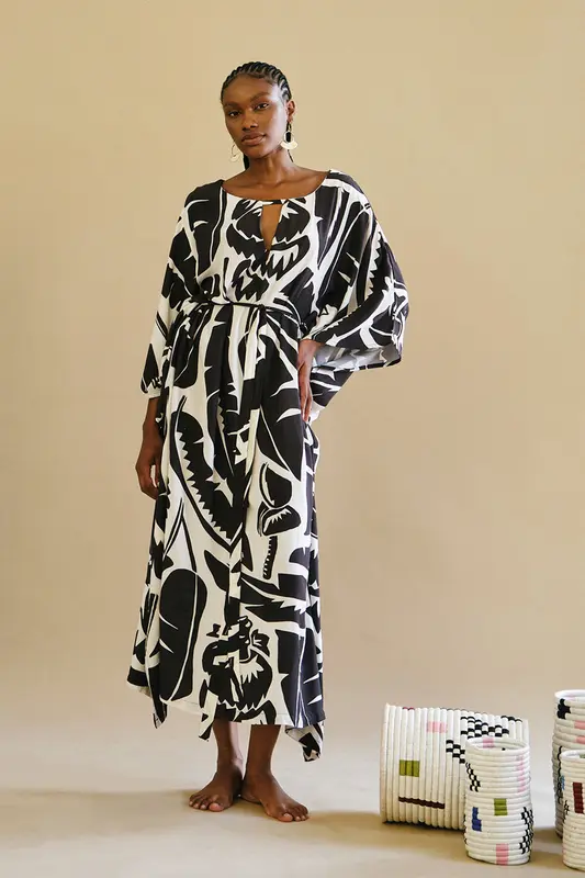 Boubou Dress - Banana Leaf Print