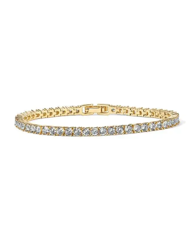 Bracelet Tennis Doré avec Cristaux Brillants