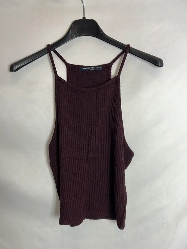 BRANDY MELVILLE. Top burdeos canalé T.u(xs)