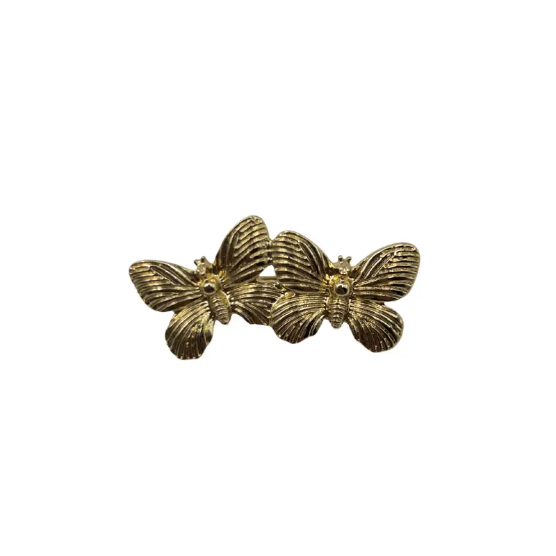 Broche dorado duo mariposas
