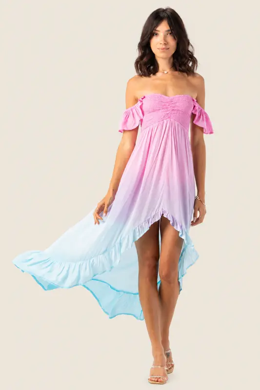 Brooklyn Vestido Largo - Pink Violet Aqua Ombre