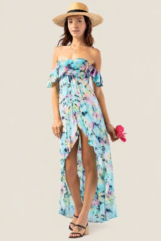 Brooklyn Vestido Largo - Pink Yellow Blue Smoke
