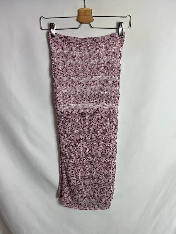 BROWNIE. Falda midi crochet hilos brillo. T XS