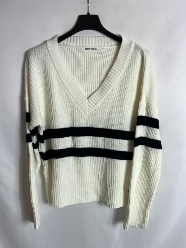 BROWNIE. Jersey blanca rayas azules . T S/M