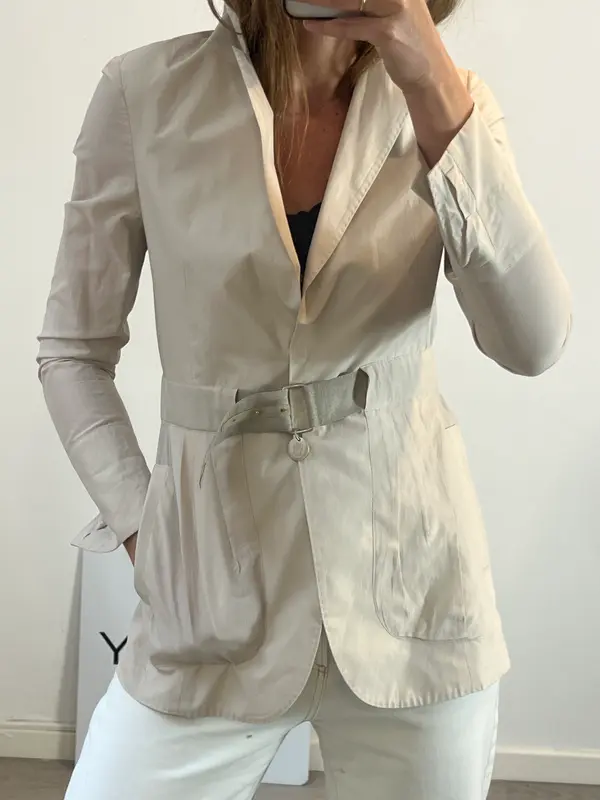 BRUNELLO CUCINELLI. Chaqueta beige algodón y seda. T 42 (M)