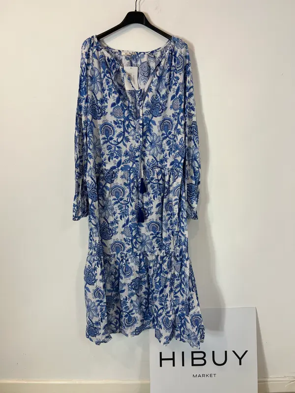 BUGANVILIA. Vestido largo flores azules T L